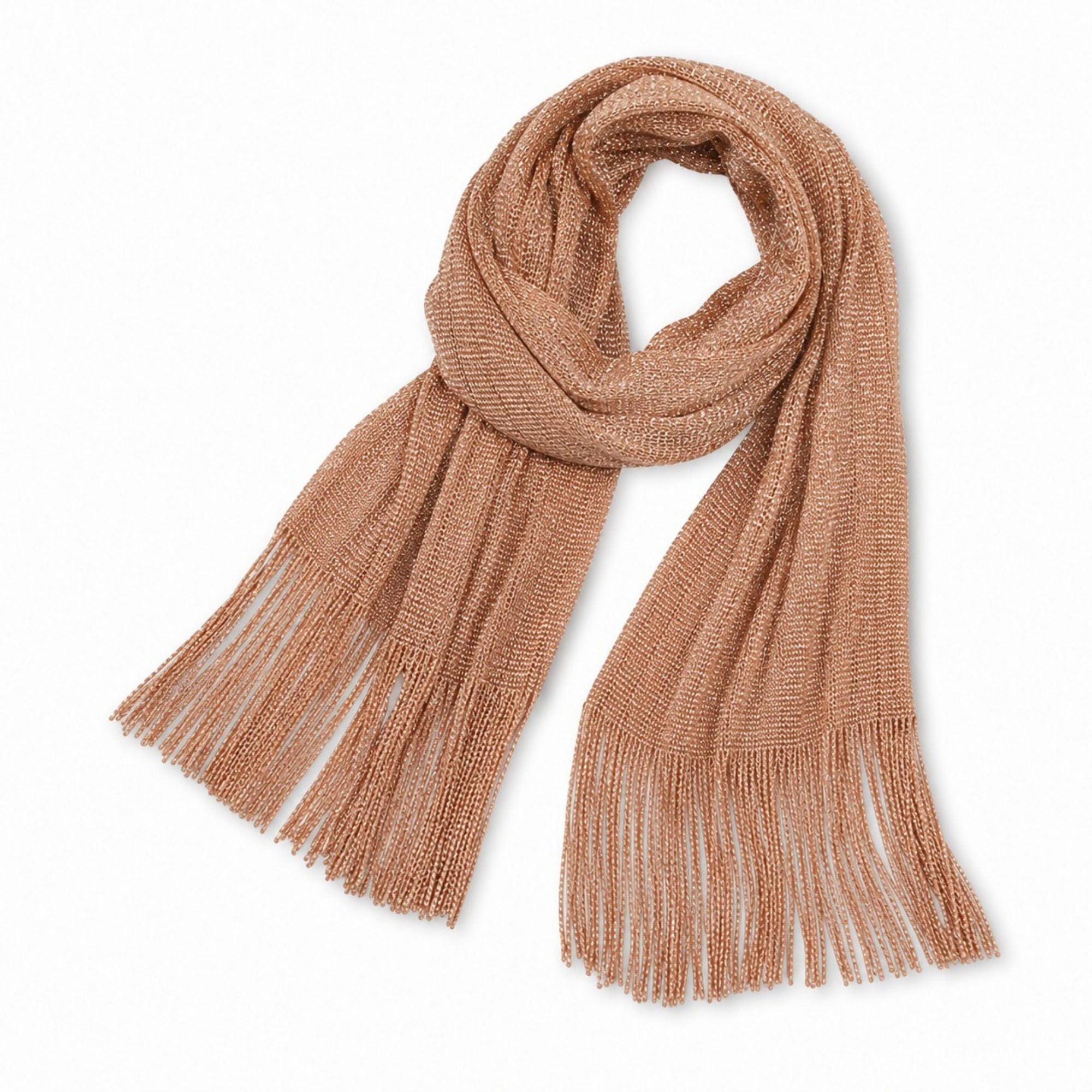 Metallic Shimmer Fringe Long Scarf