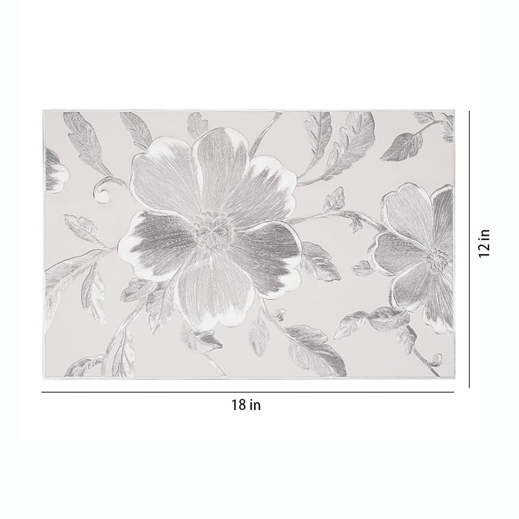 4 Piece Floral Placemat Set Metallic PVC Heat Resistant Table Mats for Dining Table