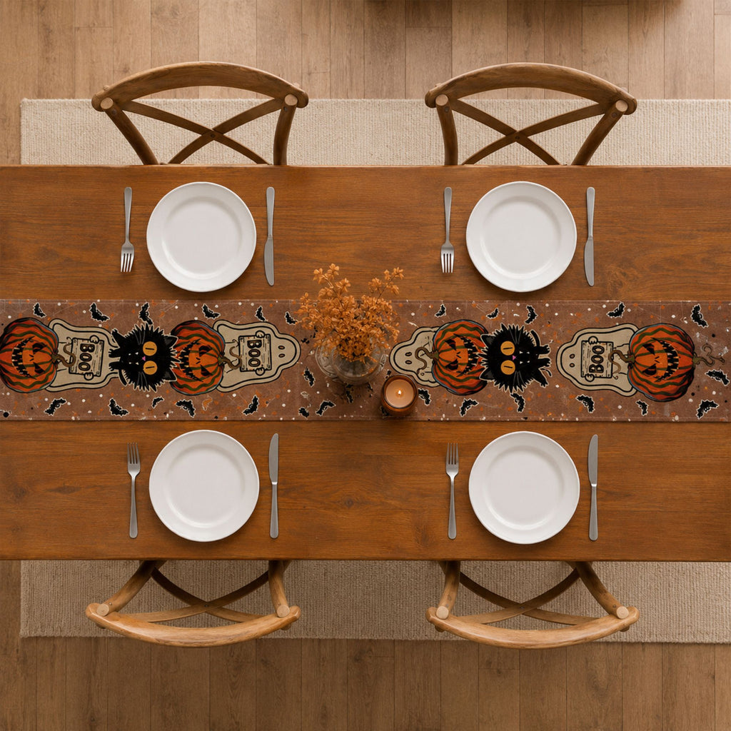 Halloween Family Party Table Runner Kitchen Tablecloth Decor