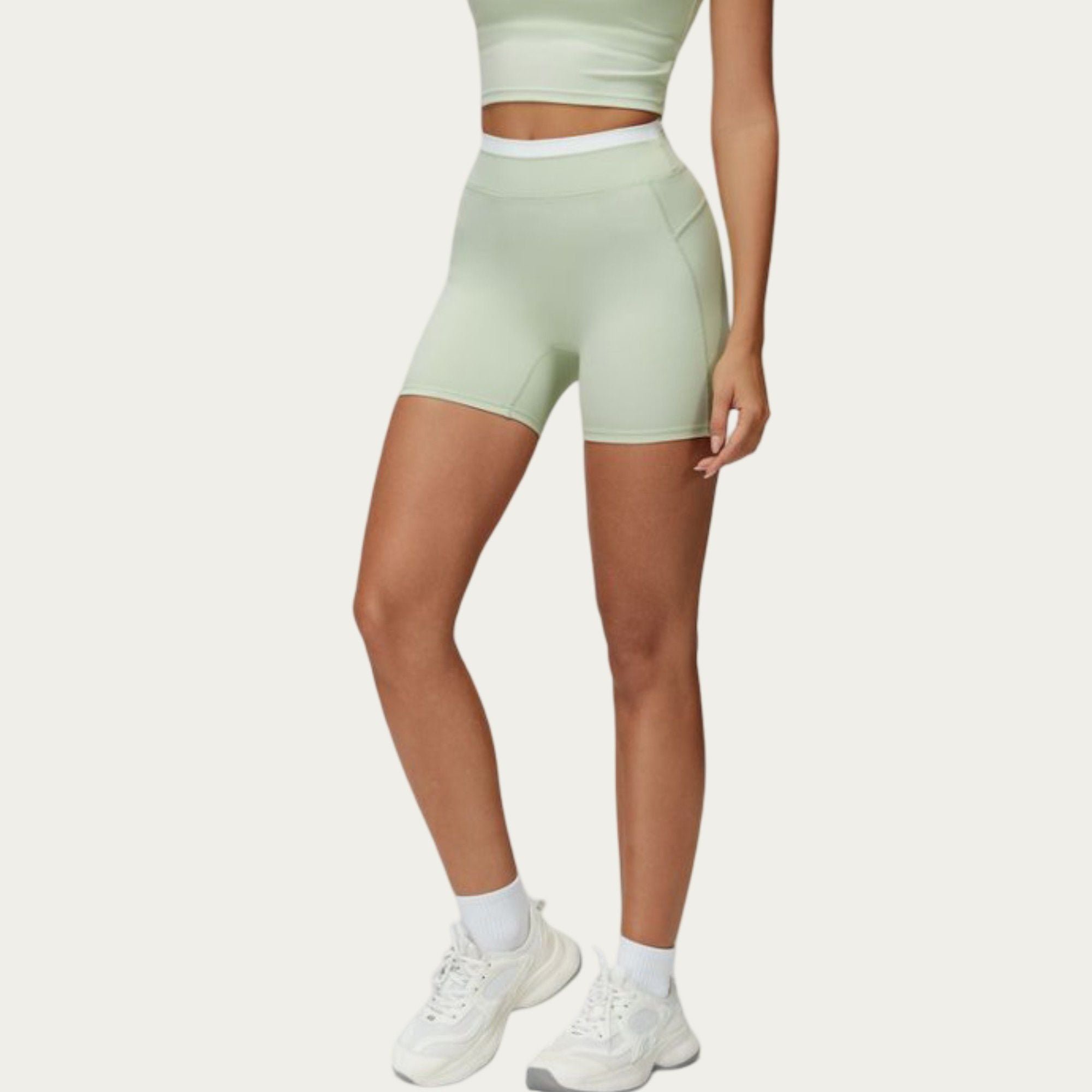 Anna-Kaci Active Women's High Waist Biker Shorts with Smooth Stretch Fabric and Contrast Waistband