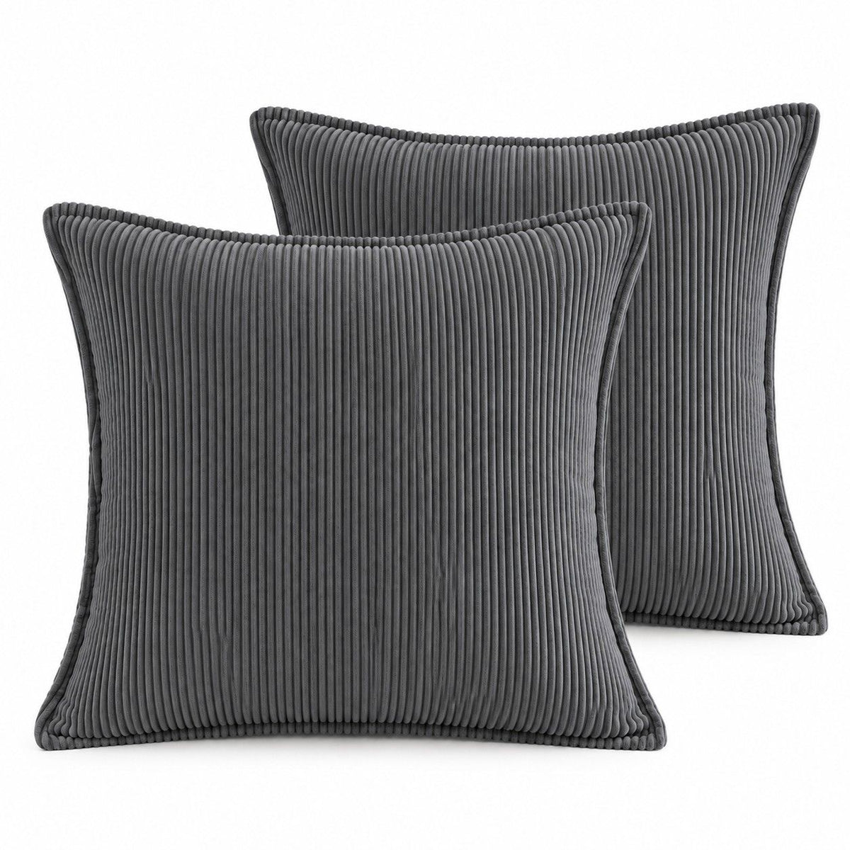 2 Pack Soft Ribbed Corduroy Throw Pillow Covers 18 x 18 Inch Solid Color