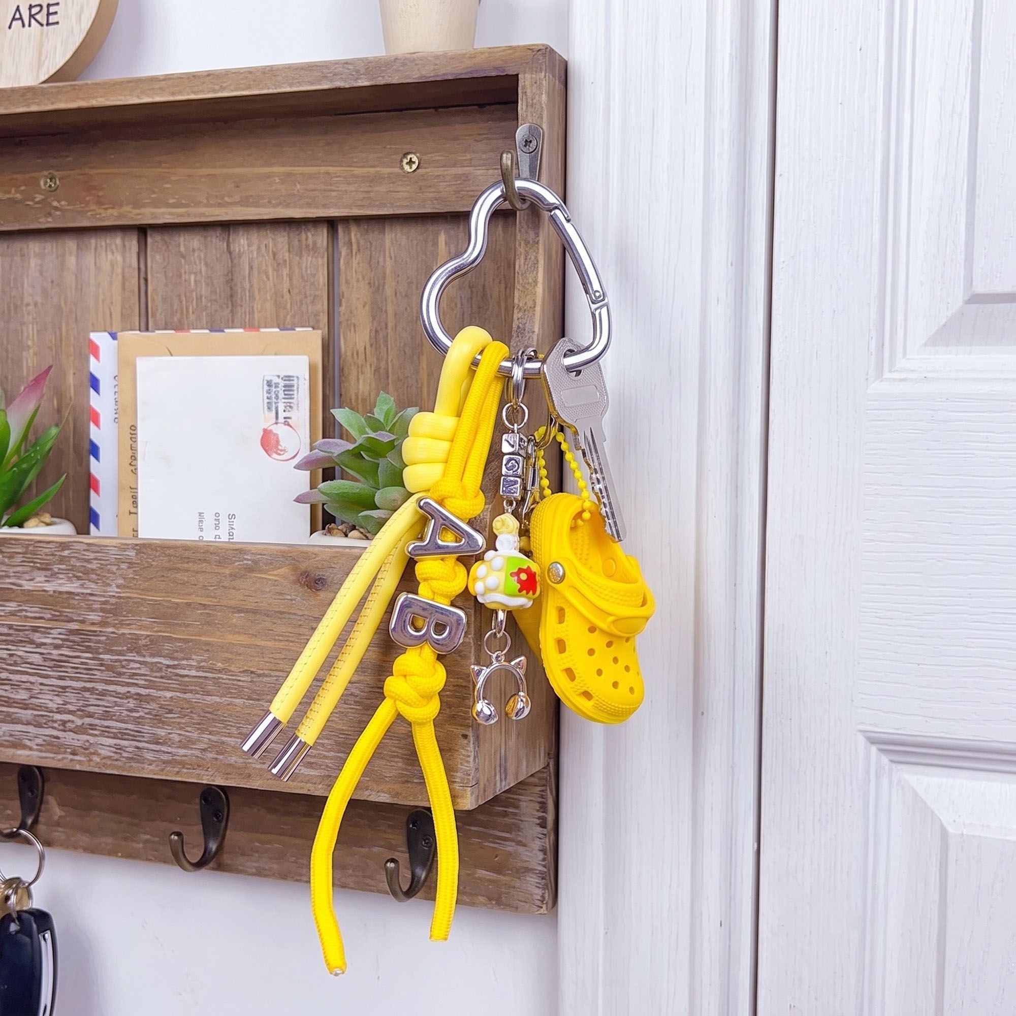 Multi-Charm Accessory with Hanging Clip and Letter Accents