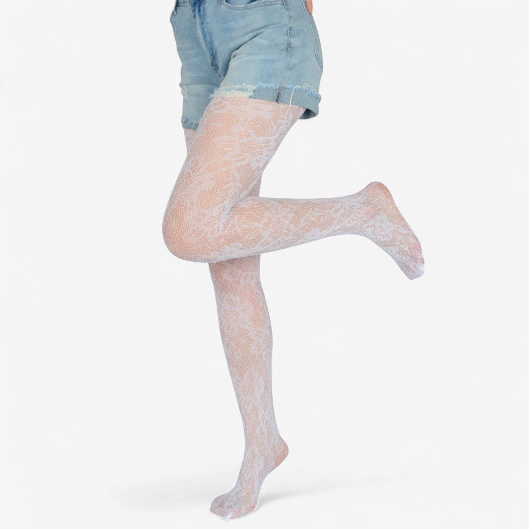 Anna-Kaci Women's 2-Pair Floral Lace Pattern Sheer Tights with Stretch Fit Suitable Height 5'1-5'8