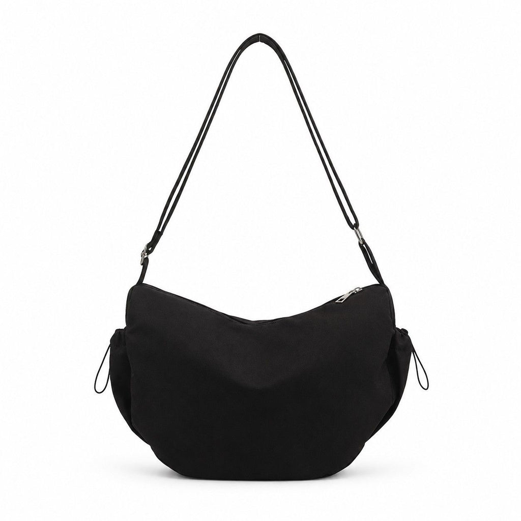 Crescent Crossbody Shoulder Bag with Side Pockets and Adjustable Strap