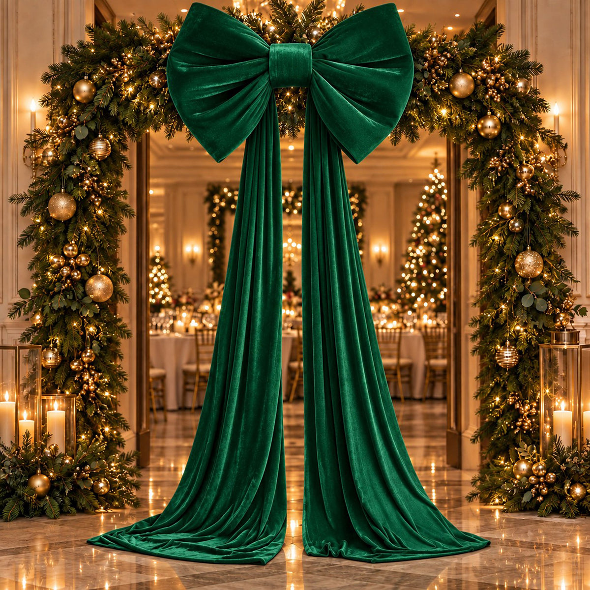 Oversized Velvet Christmas Bow Tree Topper with Long Tails