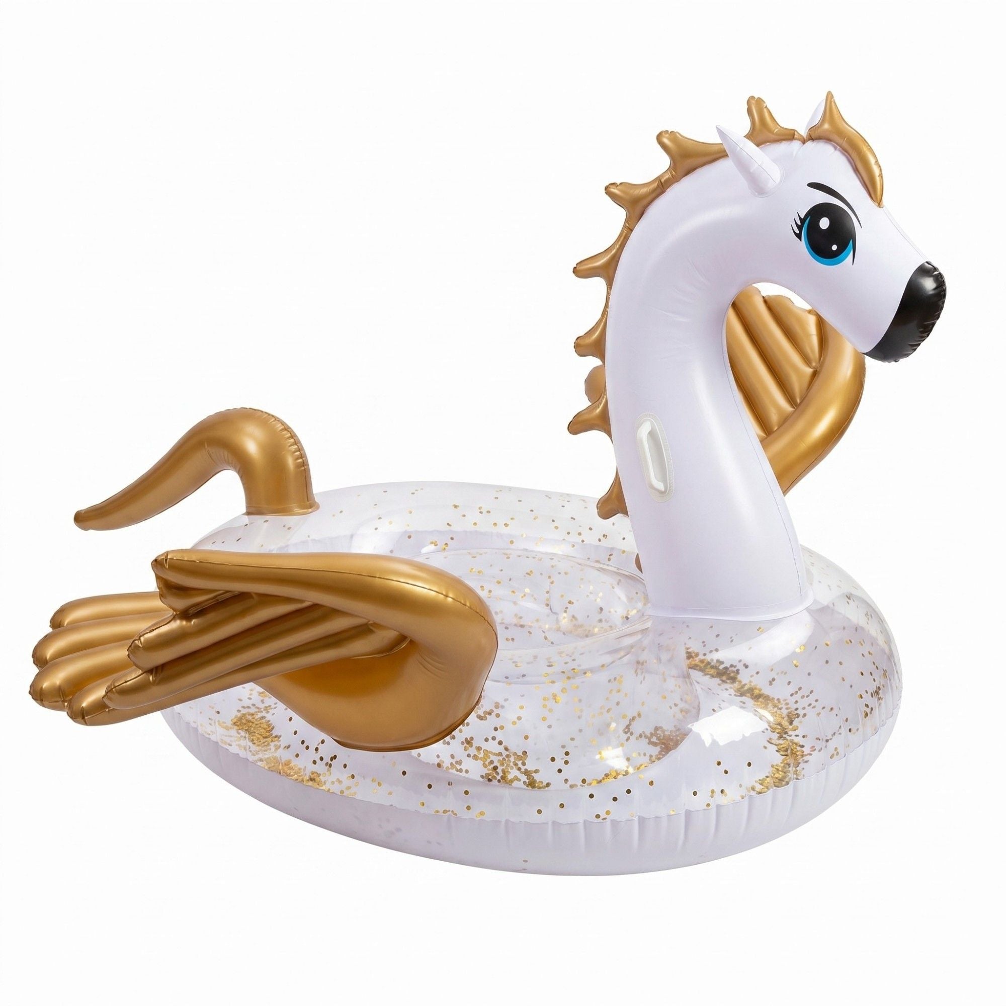 Inflatable Unicorn Pool Float with Glitter Interior and Backrest Durable PVC Water Float for Pool Beach Lake 55x108.2x47.2in
