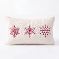 Christmas Plush Textured Lumbar Pillow Cover Gingerbread Snowflake Holiday Decor for Sofa Bed