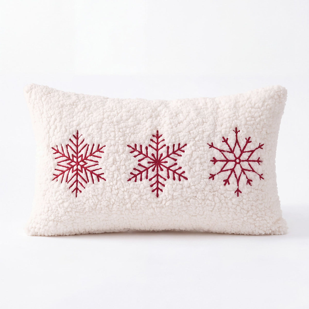 Christmas Plush Textured Lumbar Pillow Cover Gingerbread Snowflake Holiday Decor for Sofa Bed