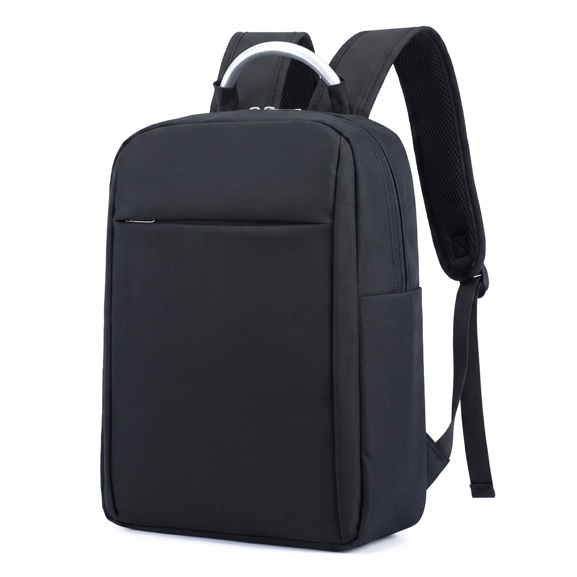 Modern Business Laptop Backpack - Sleek Commuter Daypack with Metallic Handle for Office, School, and Travel