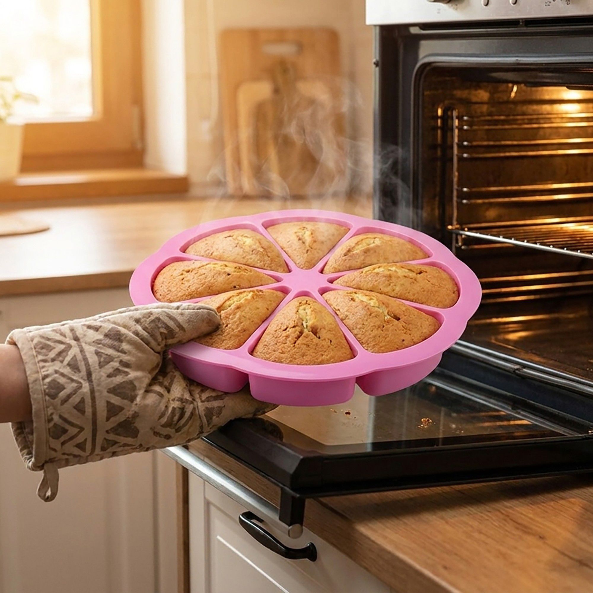 2-Piece Silicone Cake Slice Baking Mold with 8 Compartments