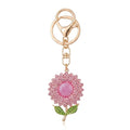 2pc Flower Rhinestone Keychain Bag Charm with Lobster Clasp and Key Ring