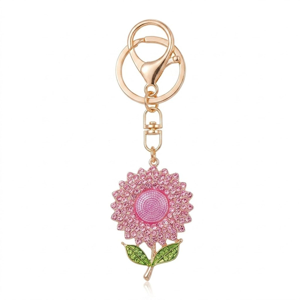 2pc Flower Rhinestone Keychain Bag Charm with Lobster Clasp and Key Ring