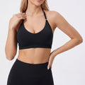 Padded Adjustable Strap Sports Bra Tank Top V Neck Workout Yoga Crop Top