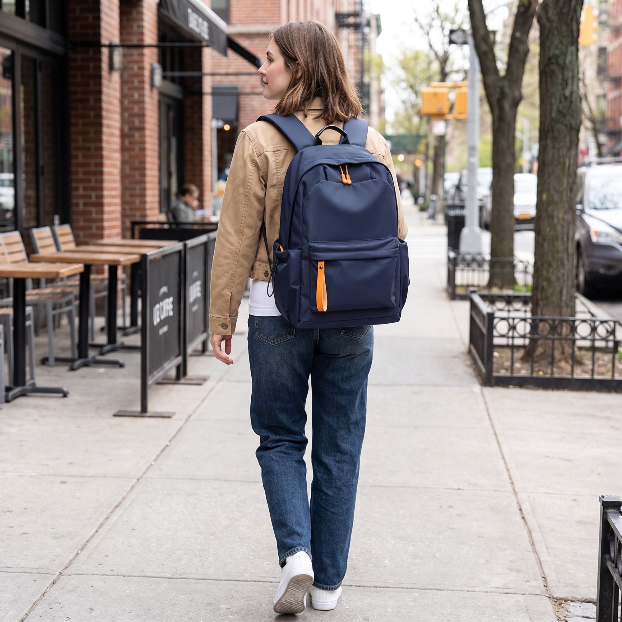 Everyday Backpack with Front Zip Pocket Side Pockets Adjustable Straps Top Hle