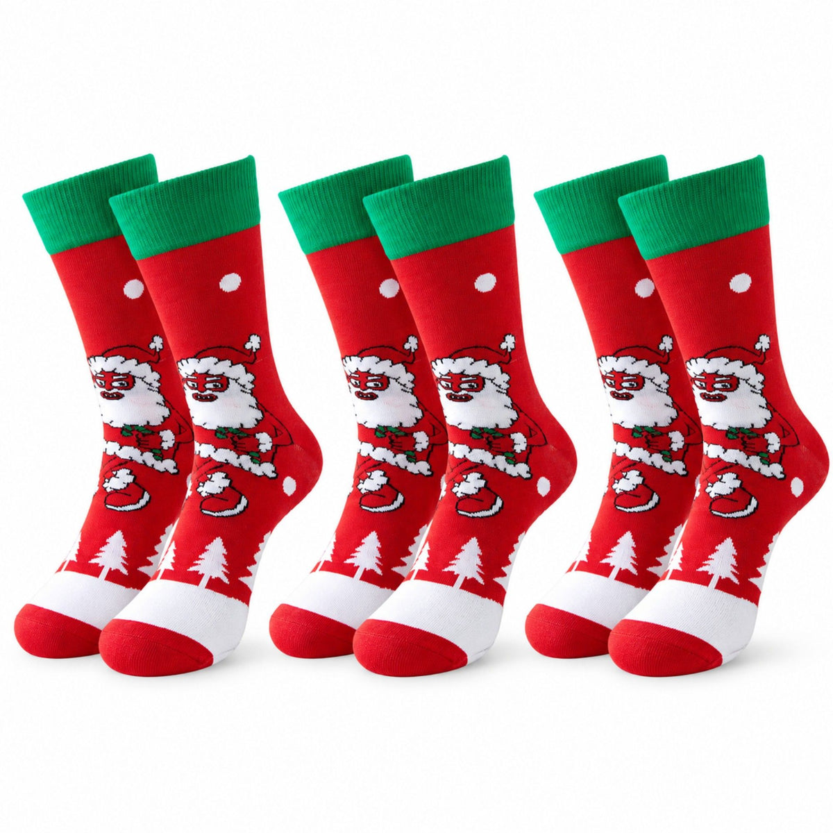 Holiday Novelty 3 Pack Crew Socks Assorted Festive Christmas Patterns