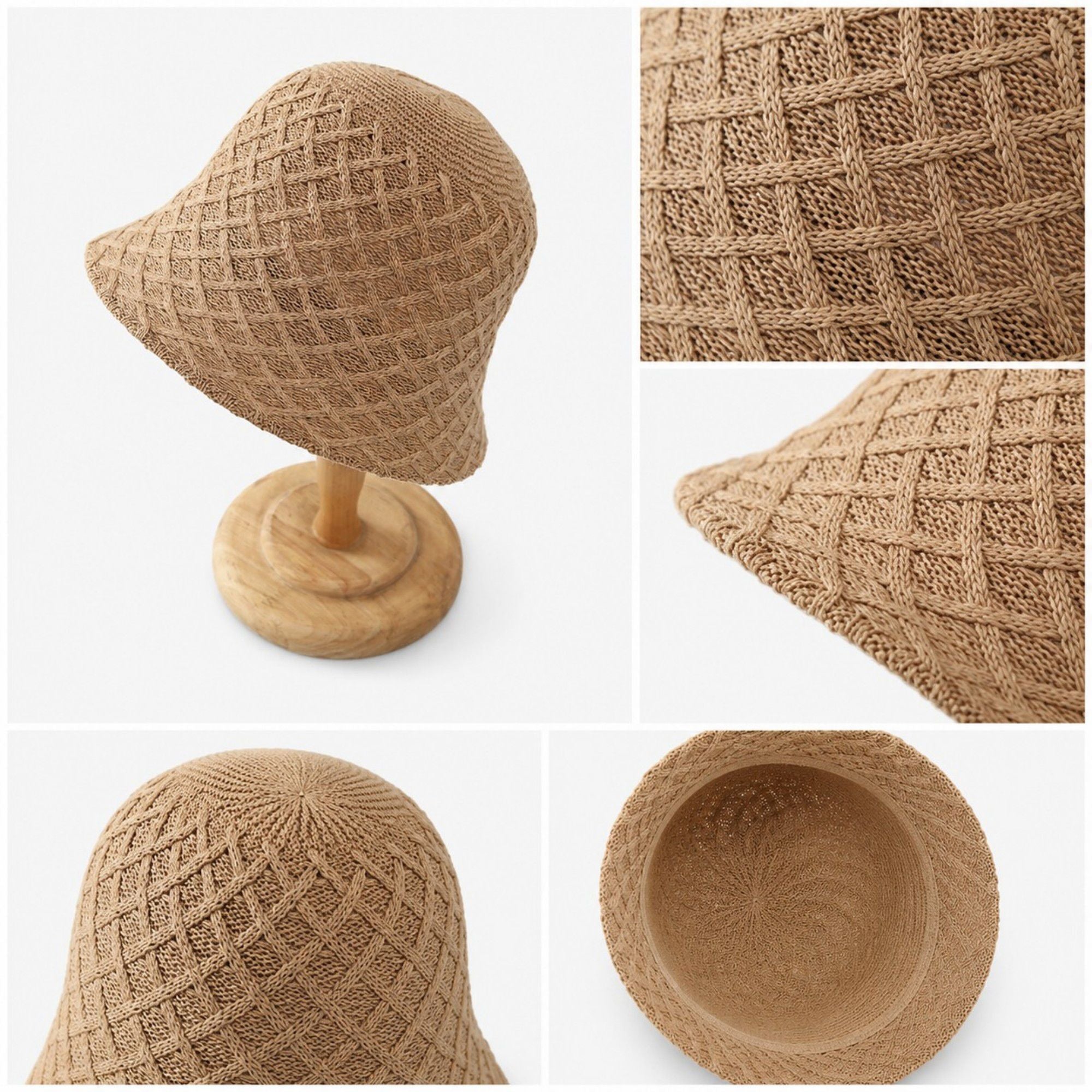 Summer Bucket Hat - Lightweight Woven Straw Sun Hat for Beach and Vacation