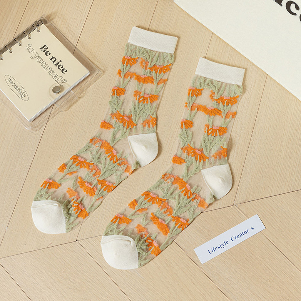 Anna-Kaci Women's Floral Embroidered Sheer Ankle Socks 6pk