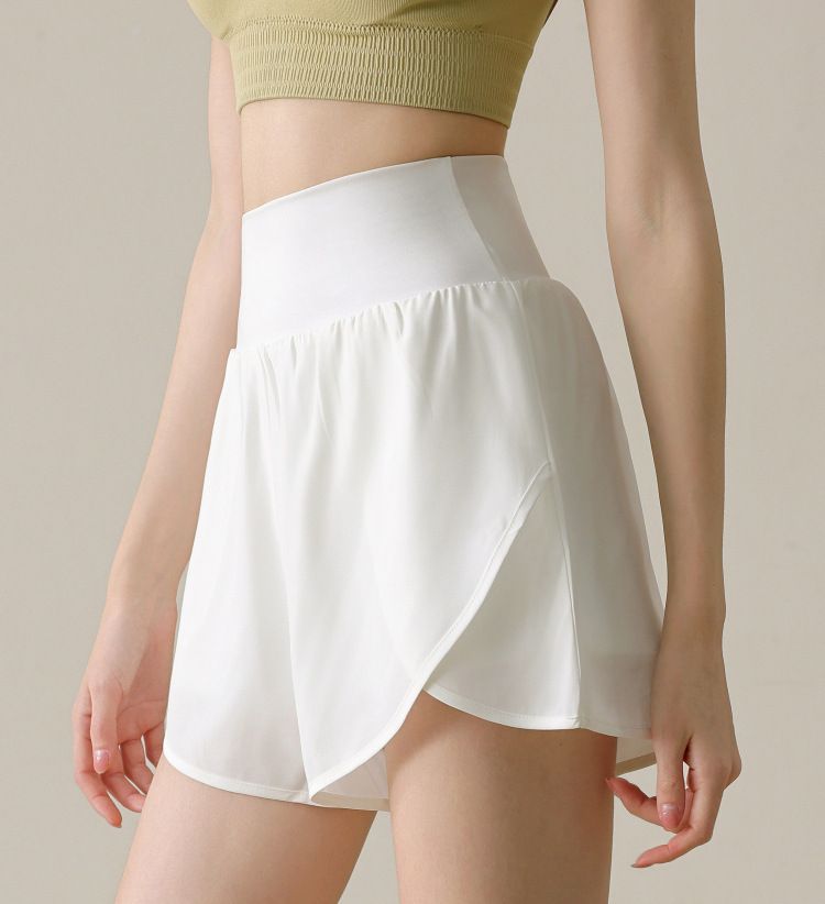 High Rise Running Shorts with Curved Hem and Side Pocket