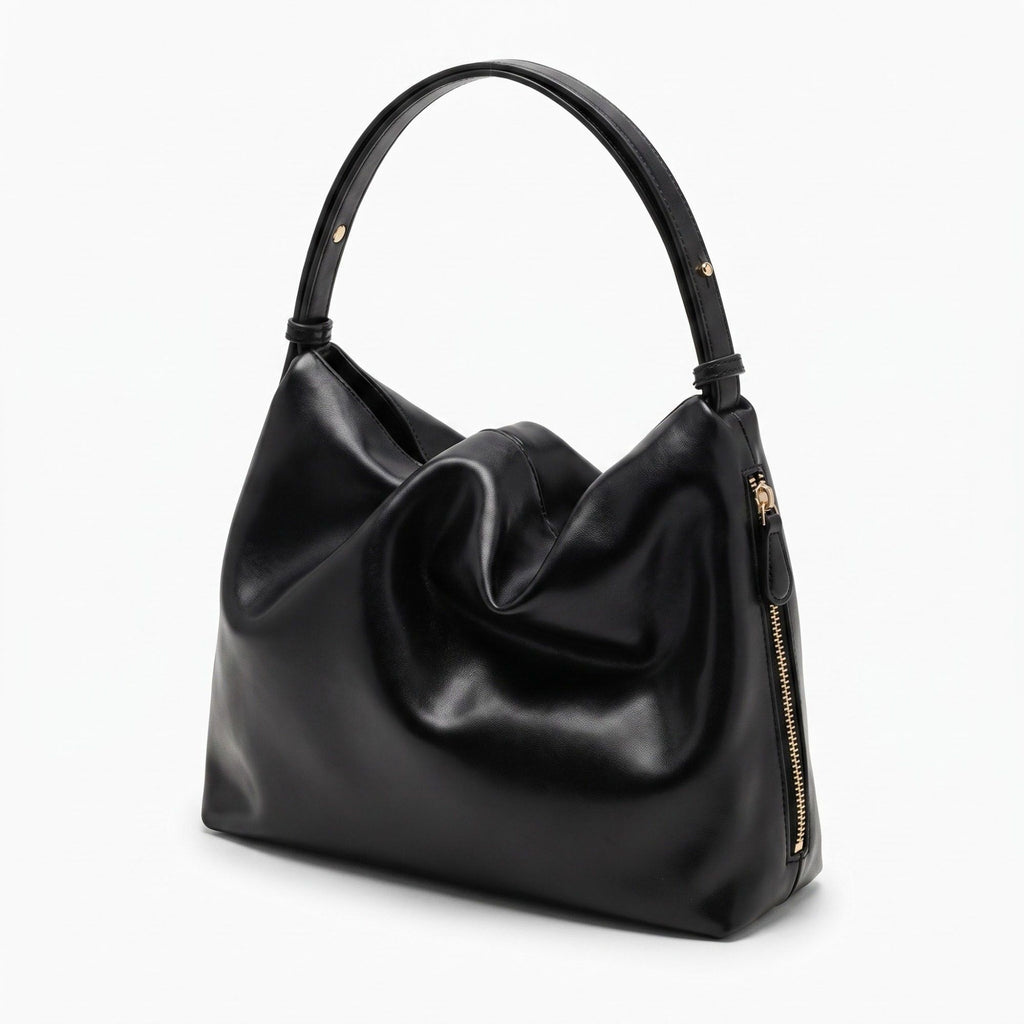 Slouchy Hobo Shoulder Bag with Adjustable Strap and Side Zipper Closure 10x8.5x2.7in