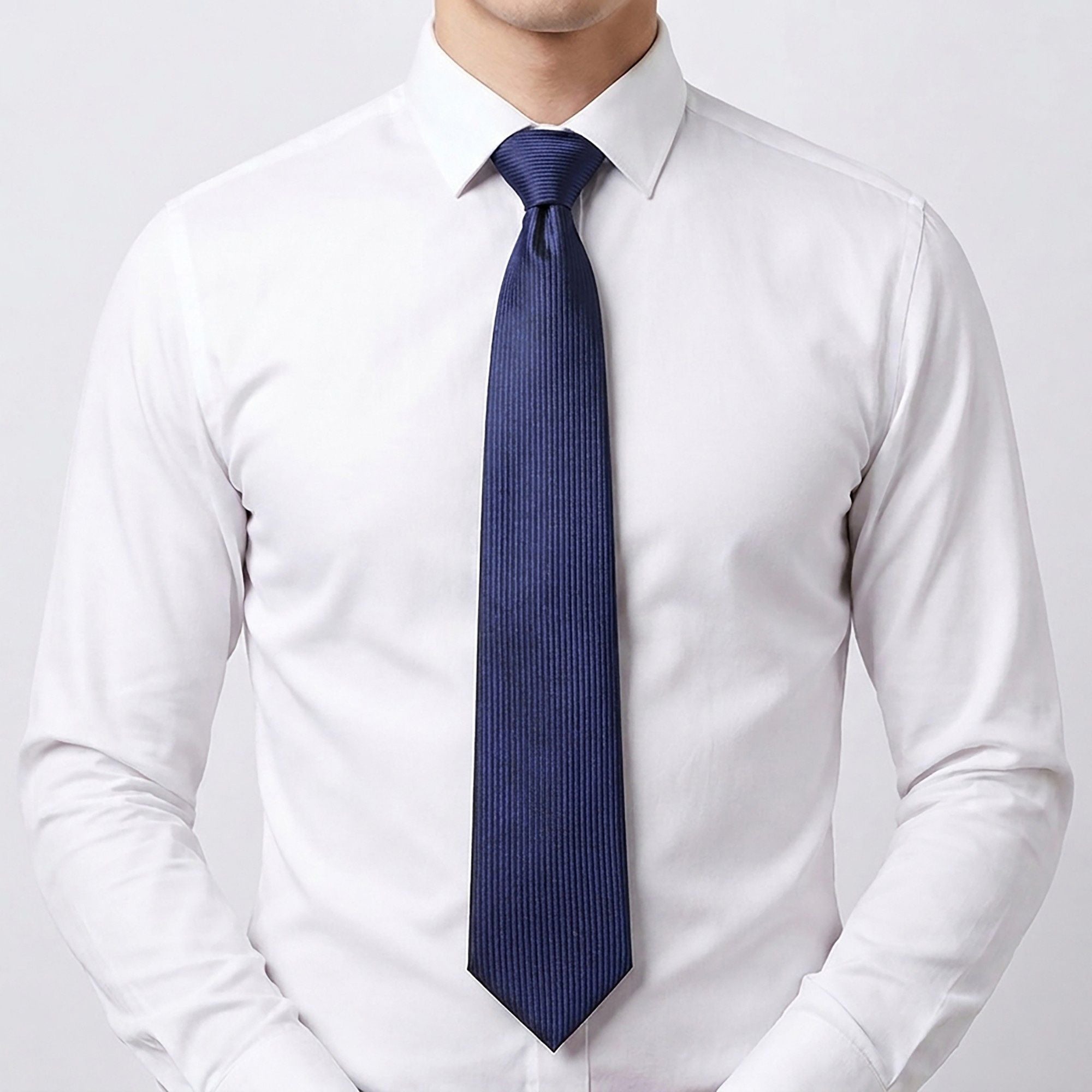 Men's Subtle Ribbed Texture Solid Tie Classic Necktie 57 Inch Length 3.1 Inch Width Formal Business Accessory