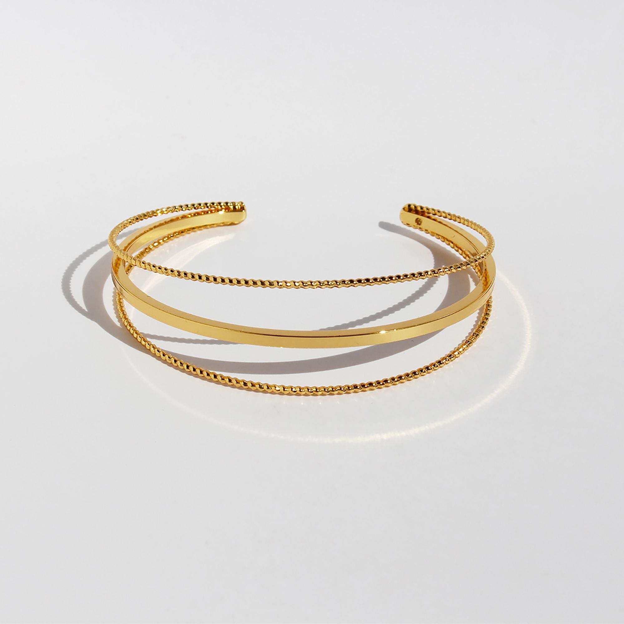 Women's Geometric Layered Cuff Bracelet - Chunky & Chain Mixed Open Bangle for Minimalist Modern Styling