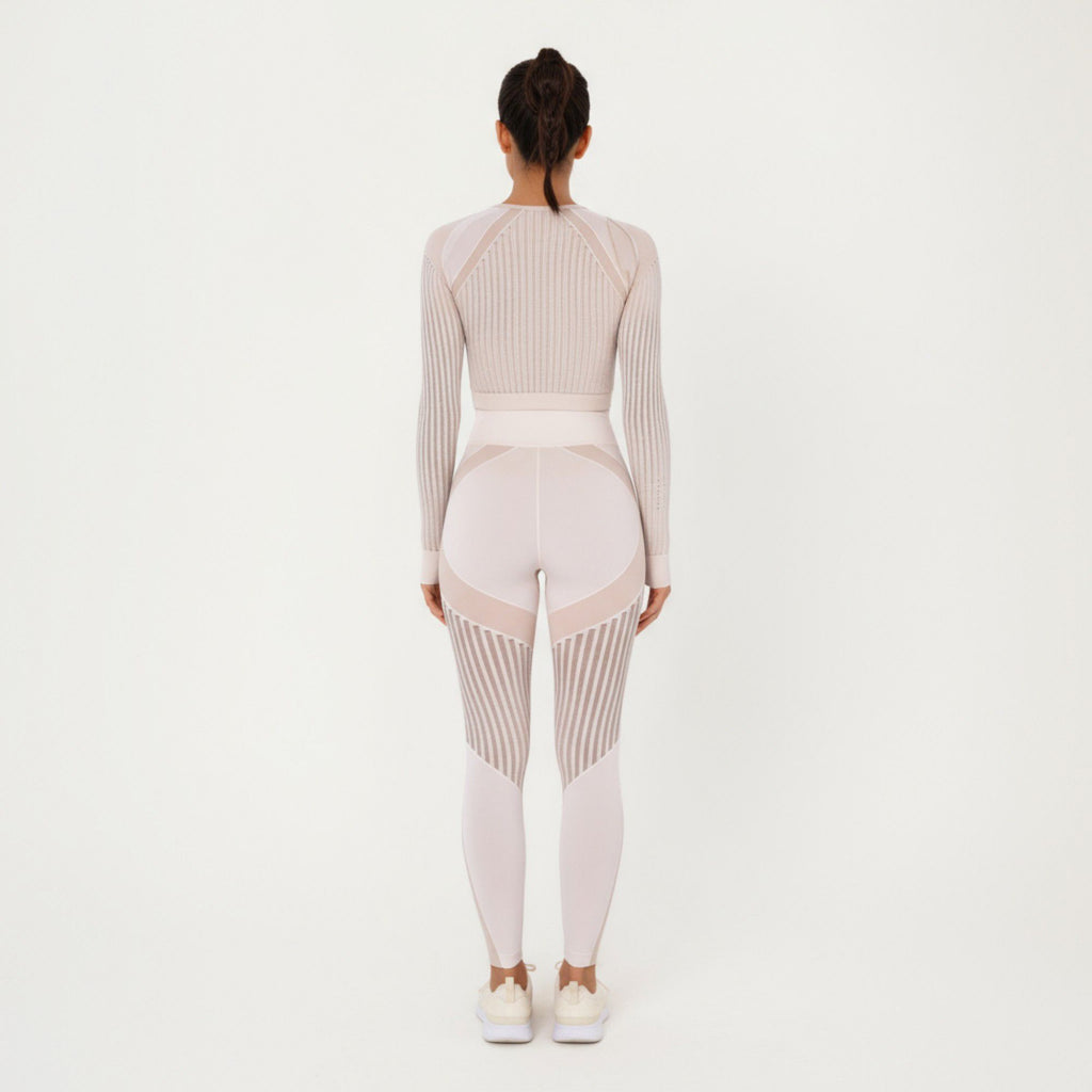 Anna-Kaci Active Women's Long Sleeve Seamless Crop Top with Ribbed Texture and Contour Panels