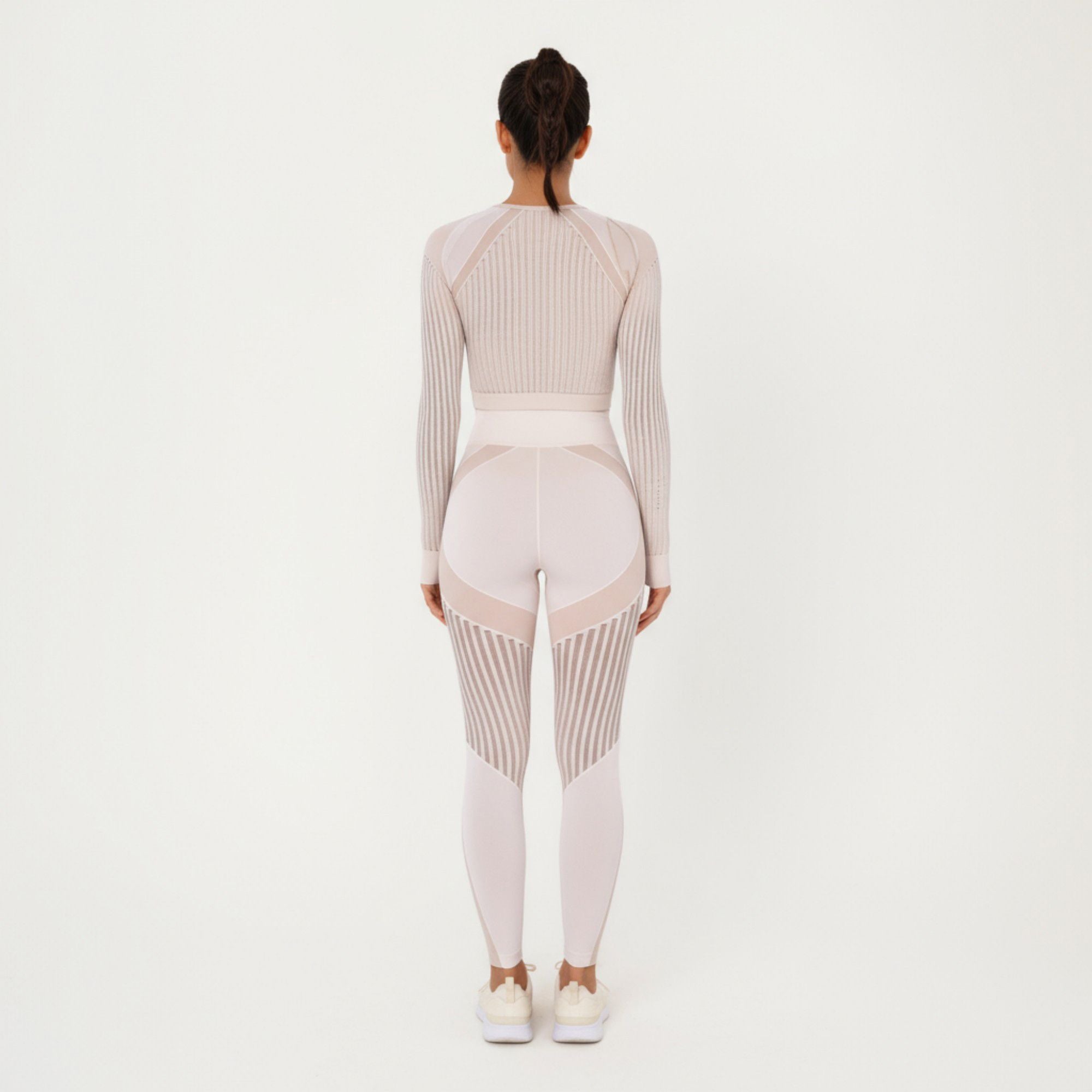 Anna-Kaci Active Women's Long Sleeve Seamless Crop Top with Ribbed Texture and Contour Panels