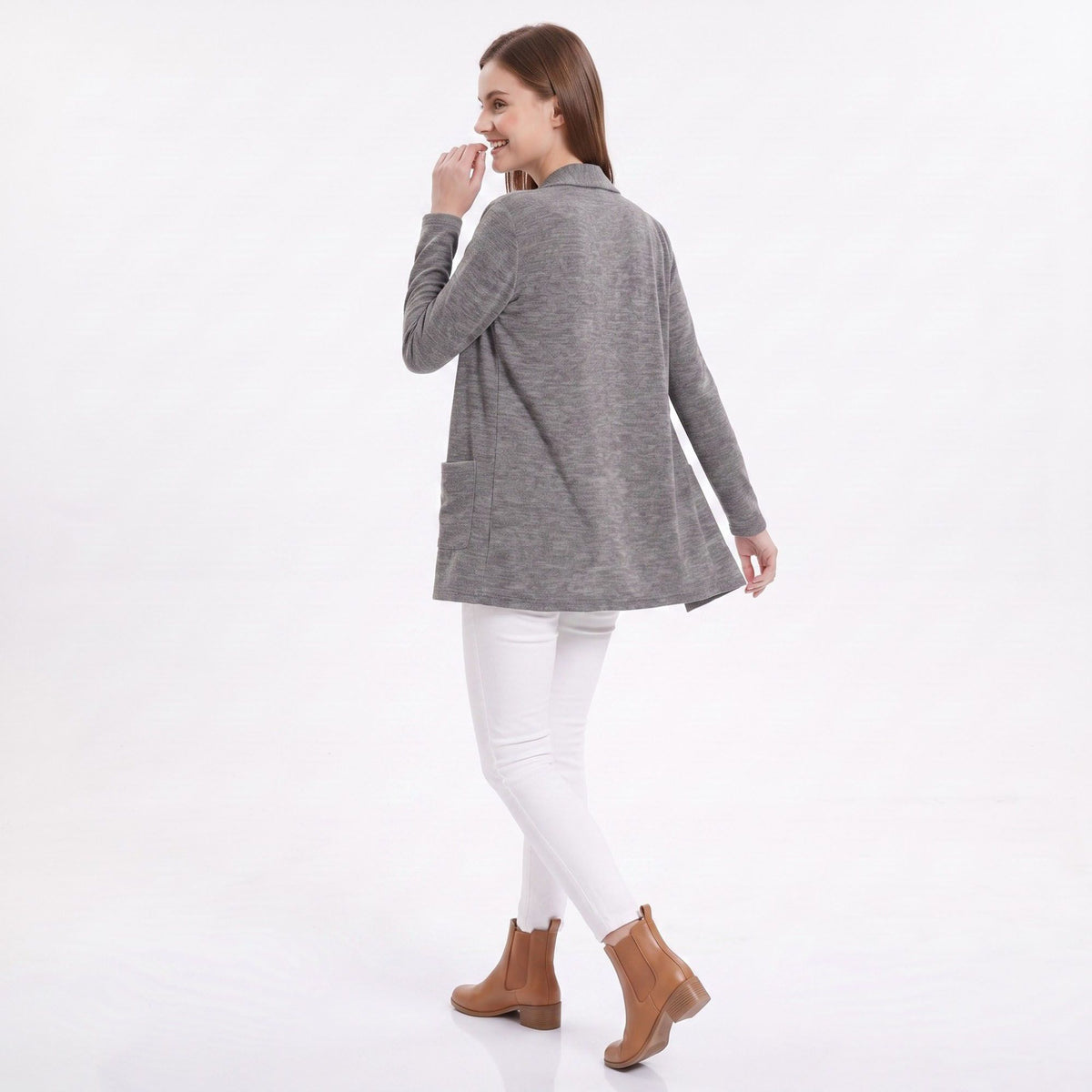 Open Front Cardigan with Front Pockets