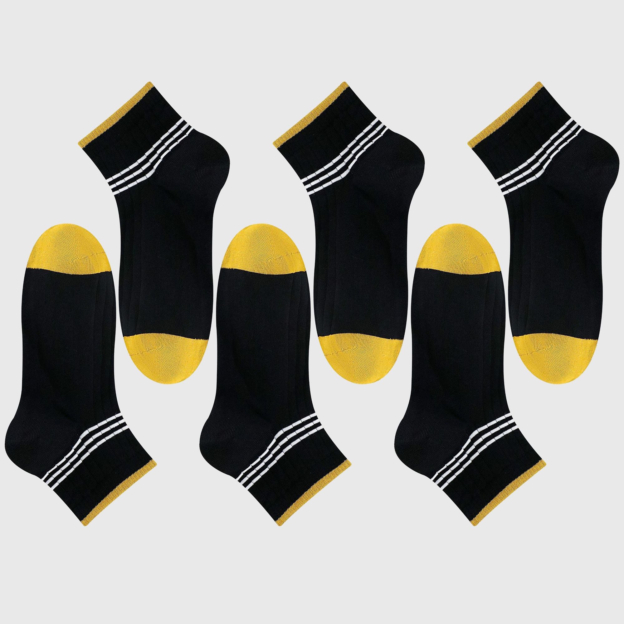 Anna-Kaci Men's 6pk Striped Casual Breathable Cotton Ankle Socks