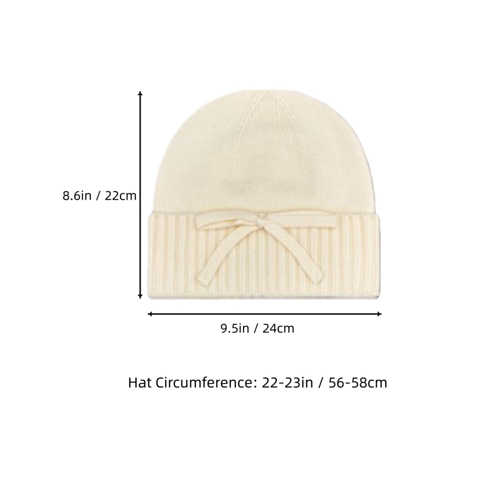 Anna-Kaci Women's Soft Knit Cuffed Beanie Hat with Ribbed Foldover Hem and Delicate Bow Detail