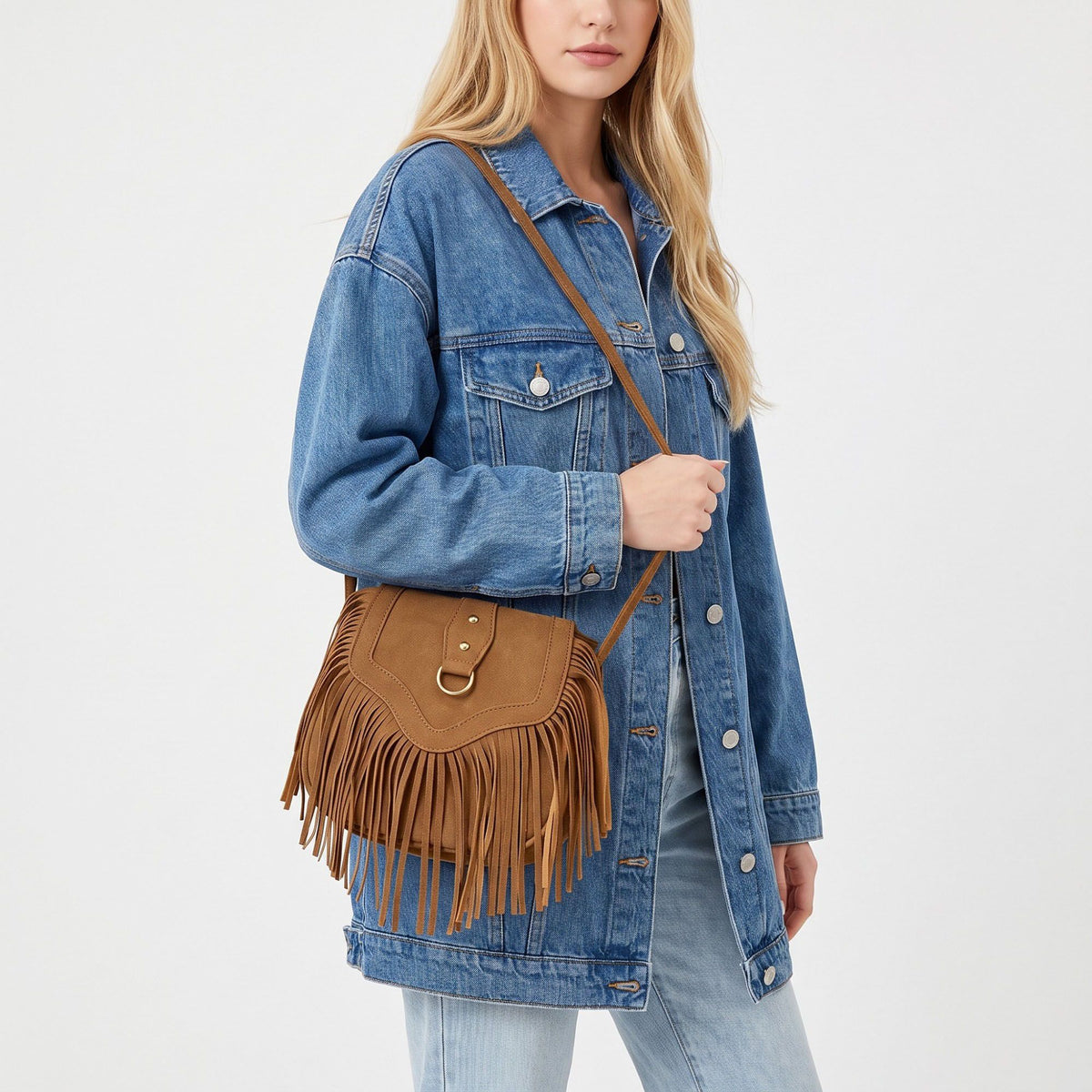 Fringe Crossbody Bag with Flap
