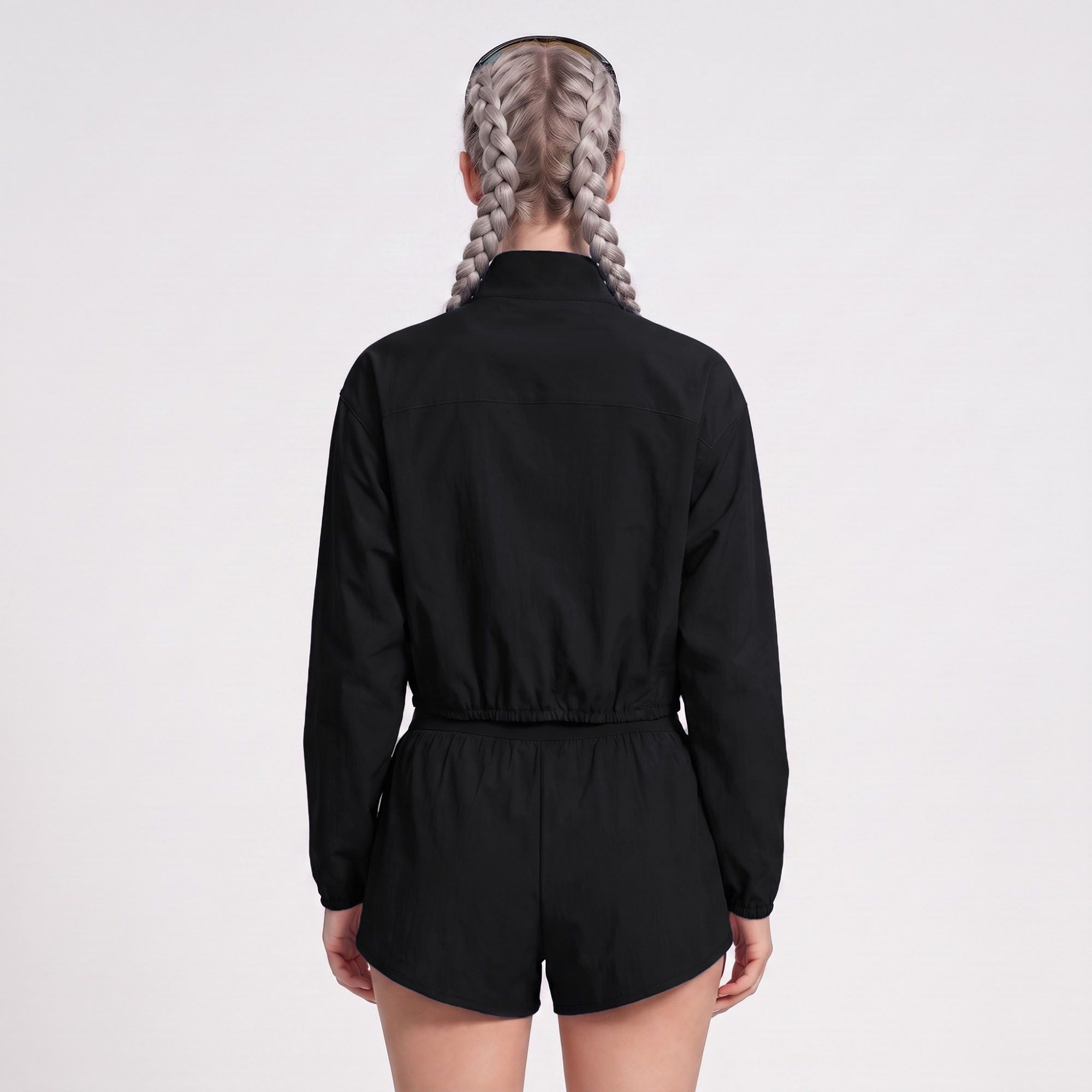 Cropped Full Zip Workout Jacket Lightweight Active Layer