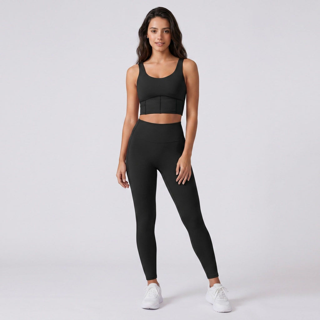 Padded Sleeveless Longline Sports Bra Tank Top Scoop Neck Workout Yoga Crop Top