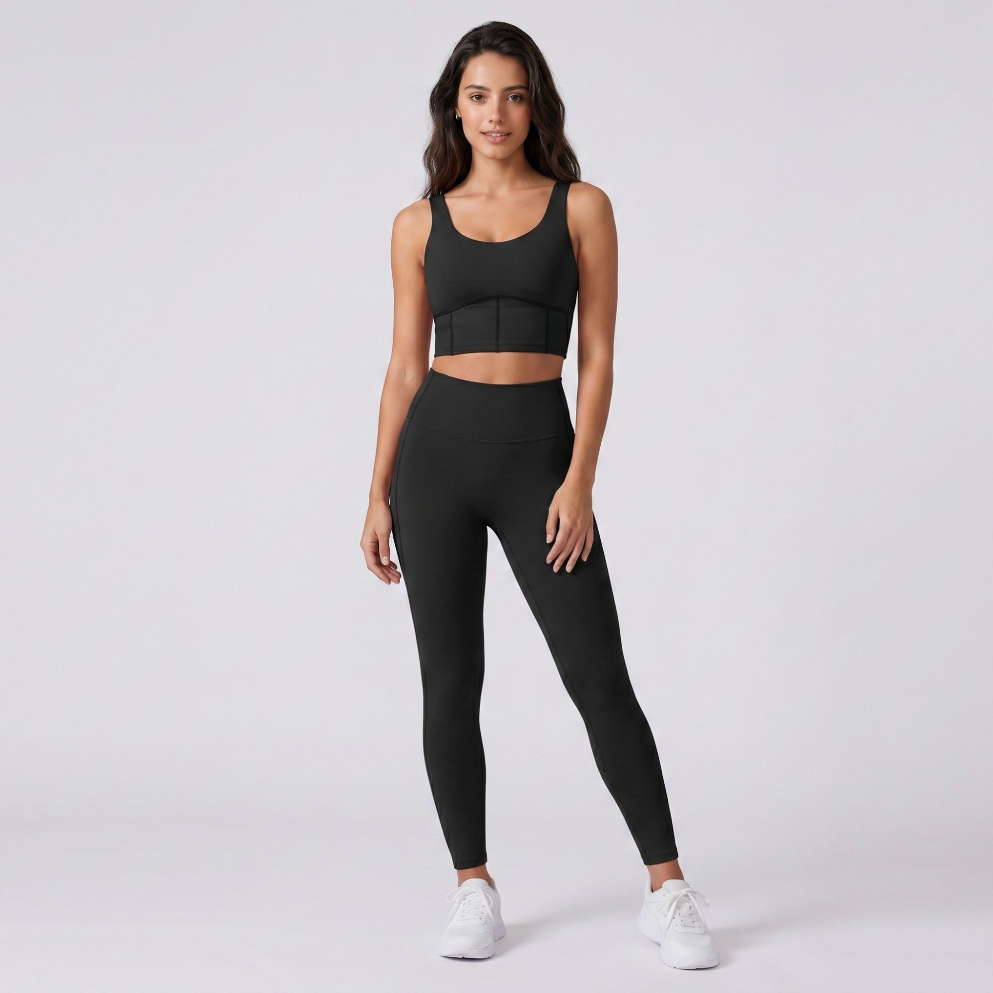 Padded Sleeveless Longline Sports Bra Tank Top Scoop Neck Workout Yoga Crop Top