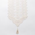 White Floral Lace Table Runner with Scalloped Edges 13.8x47.2in