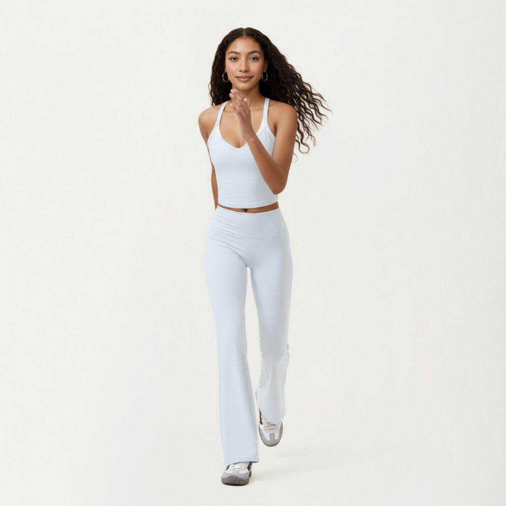 Anna-Kaci Active Women's High Waist Flare Sweatpants with Seamless Stretch Fit