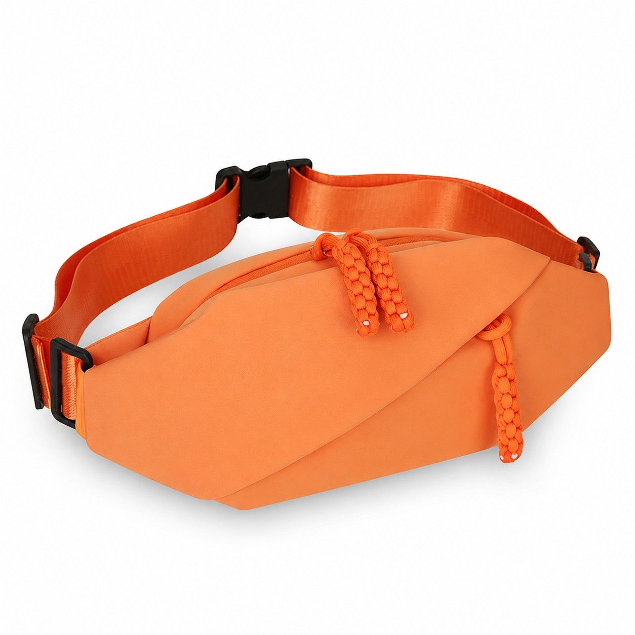 Crossbody Sling Waist Bag with Adjustable Strap Zip Closure and Braided Pulls