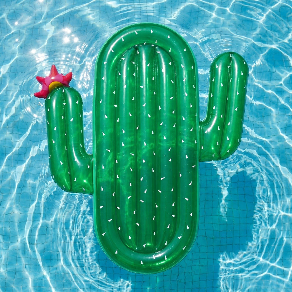 Cactus Shaped Inflatable Pool Float Lounge Raft with Wide Body Design Durable PVC Float for Pool Beach Lake 70.8x57in