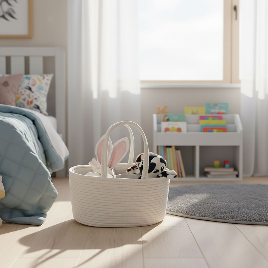 Woven Rope Storage Basket Organizer Bin and Divider Soft Cotton Basket for Closet Shelf Organization