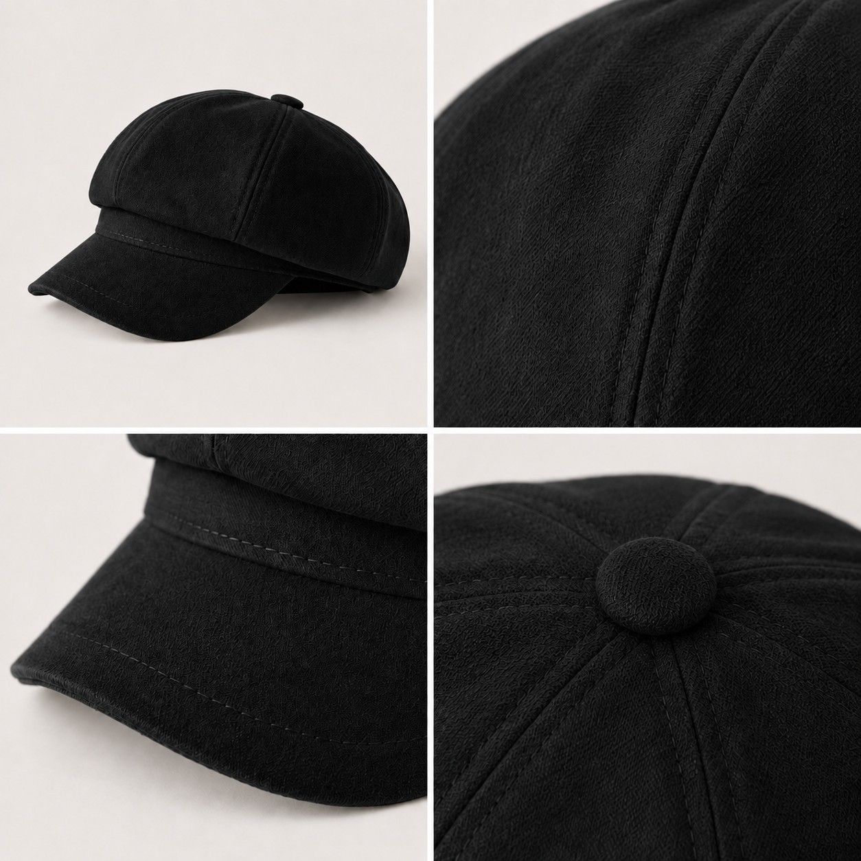 Textured Newsboy Cap Soft Baker Boy Hat Vintage Rounded Crown Casual Style