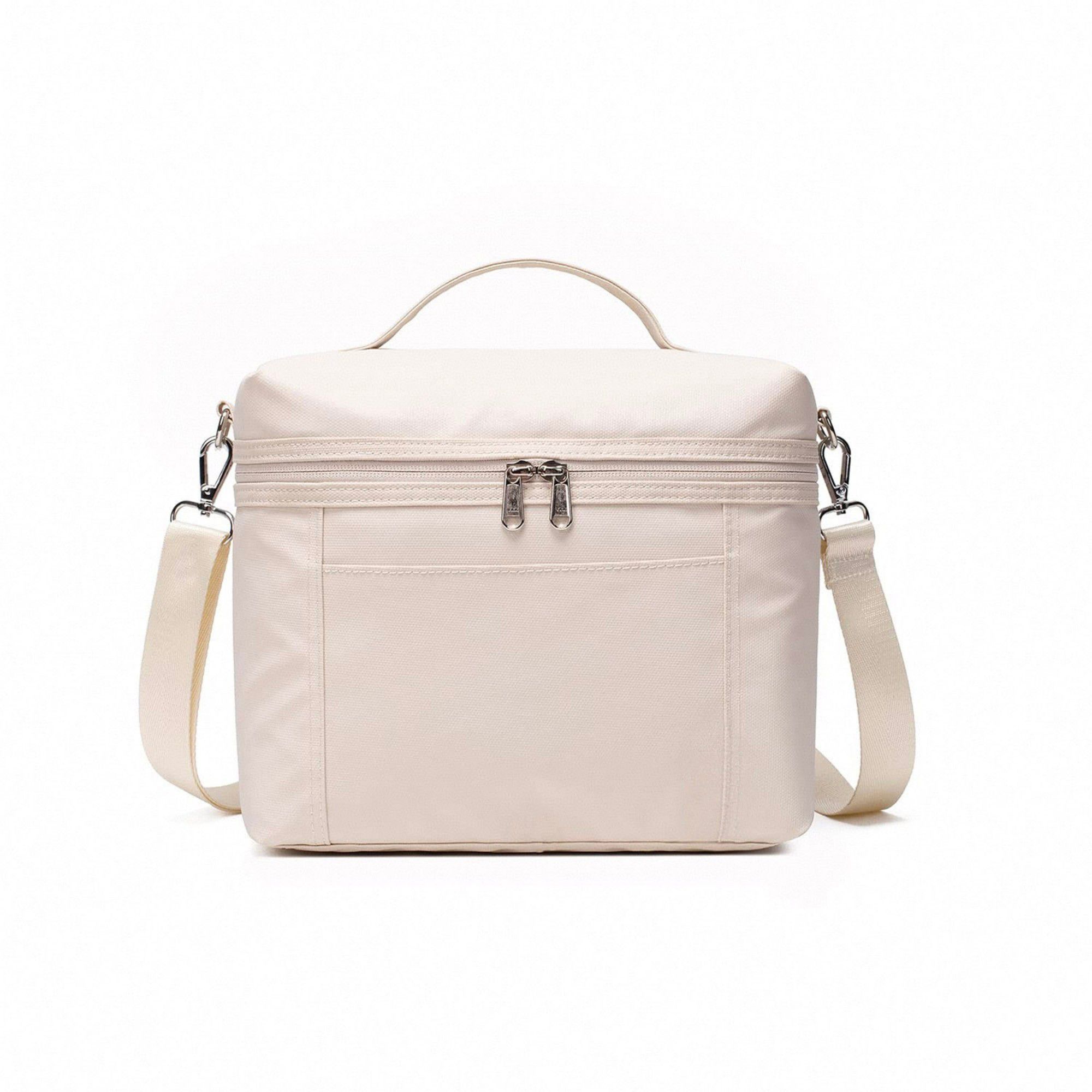 Anna-Kaci Women's Oxford Fabric Crossbody Utility Bag with Double Zipper Closure and Adjustable Shoulder Strap