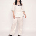 Plus Size 2-Piece Polka Dot Off Shoulder Pajama Top and Wide Leg Pants Sleepwear Lounge Set
