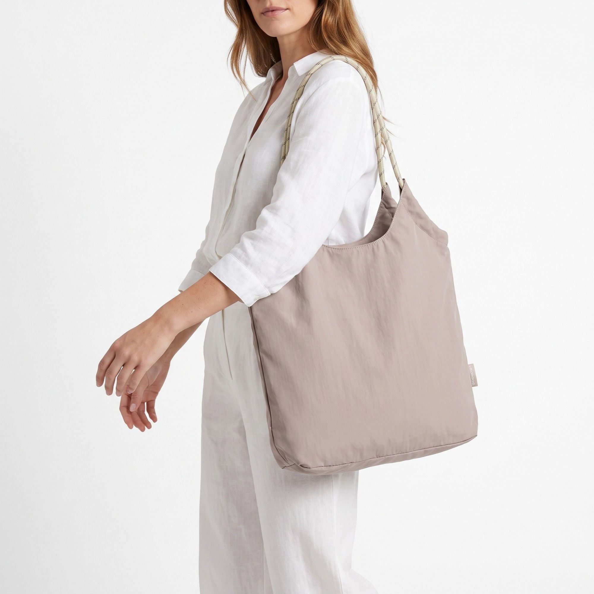Soft Lightweight Shoulder Tote Bag with Double Rope Shoulder Straps and Roomy Open-Top Design 16.1x13x3.5in