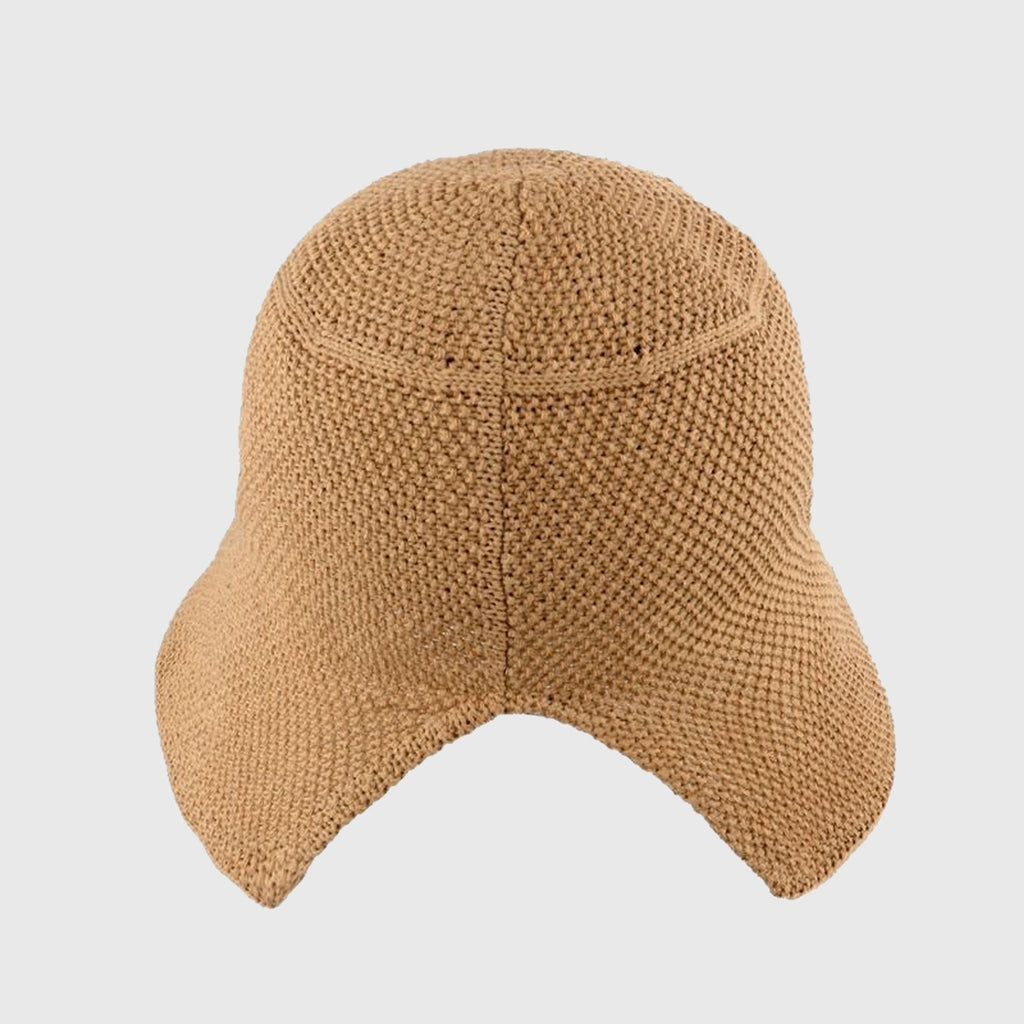 Anna-Kaci Women's Knit Straw Bucket Hat with Chin Strap