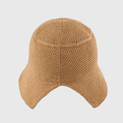 Anna-Kaci Women's Knit Straw Bucket Hat with Chin Strap