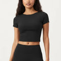 Anna-Kaci Active Women's Short Sleeve Cropped Active Top with Crew Neck and Smooth Stretch Fit