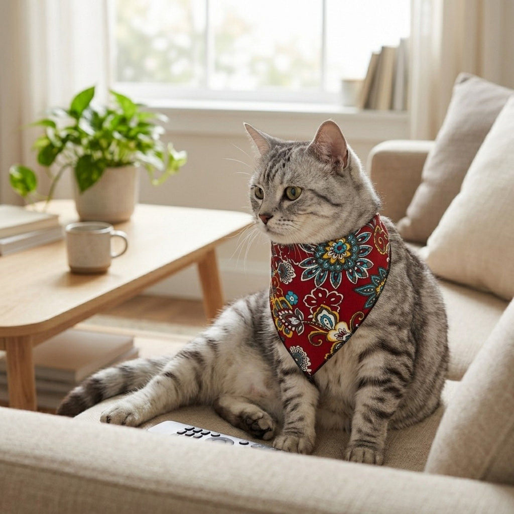Paisley Floral Pet Bandana Scarf Bohemian Neckerchief for Cats and Dogs Bib