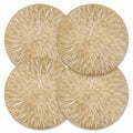 4-Pack Metallic Round PVC Placemats Heat Resistant Textured Table Mats