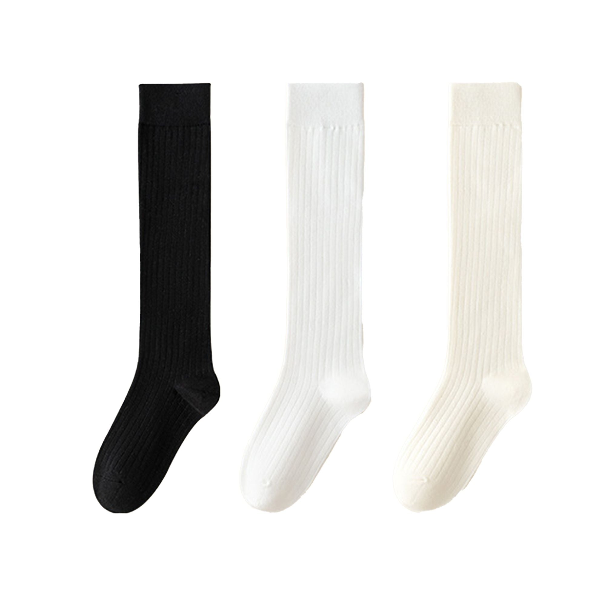Anna-Kaci Women's 3-Pack Ribbed Knee High Compression Socks Seamless Toe Slim Fit Design