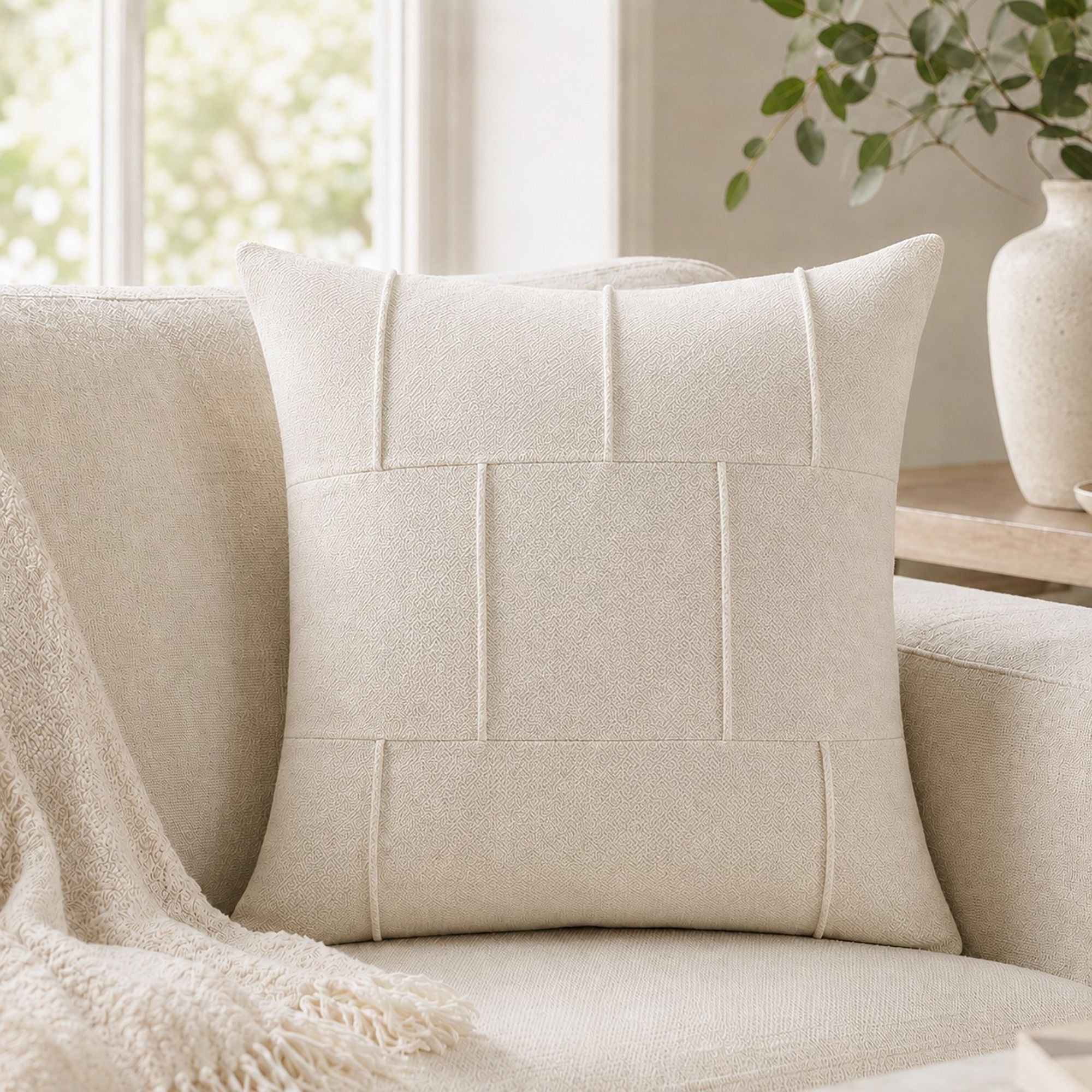 Textured Decorative Throw Pillow Cover Soft Accent Cushion Cover for Sofa Bed